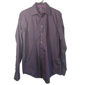 Calvin Klein Mens Slim Fit Non Iron Pinstripe Dress Shirt Purple Large 16 34/35